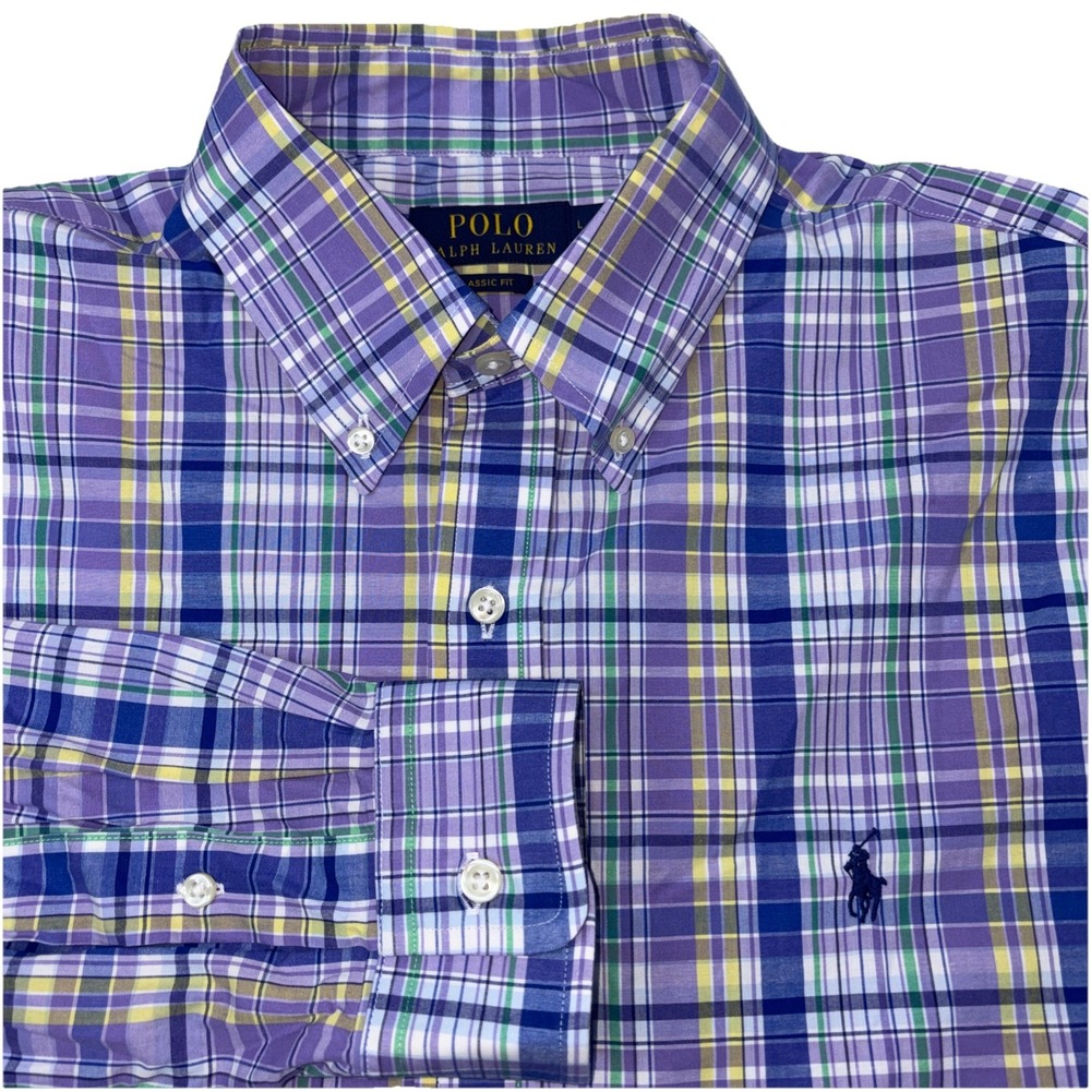 Polo Ralph Lauren Icon Check Custom Regular Fit Button Down Mens Large